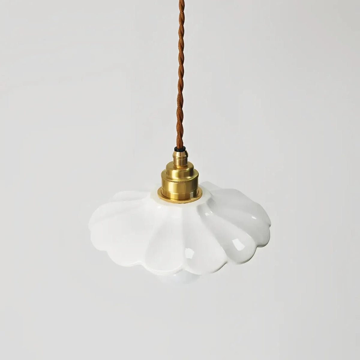 Lampa Wisząca Retro z Ceramicznym Kloszem w Kształcie Płatka - 20