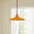 Lampa Wisząca Retro z Ceramicznym Kloszem w Kształcie Płatka - 4