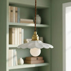 Lampa Wisząca Retro z Ceramicznym Kloszem w Kształcie Płatka - 5