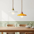 Lampa Wisząca Retro z Ceramicznym Kloszem w Kształcie Płatka - 6