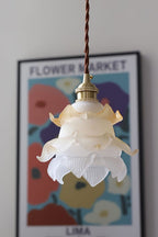 Lampa Wisząca Retro z Kwiatowym Kloszem Szklanym - 14
