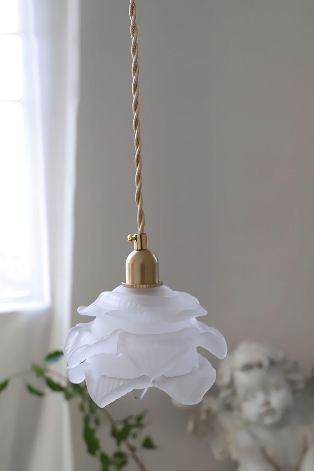 Lampa Wisząca Retro z Kwiatowym Kloszem Szklanym - 15