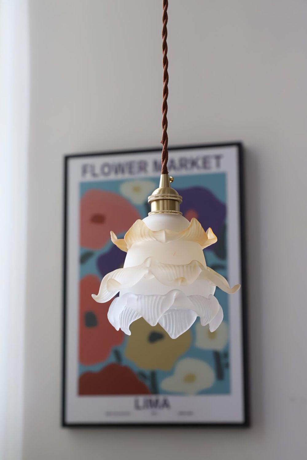 Lampa Wisząca Retro z Kwiatowym Kloszem Szklanym - 16
