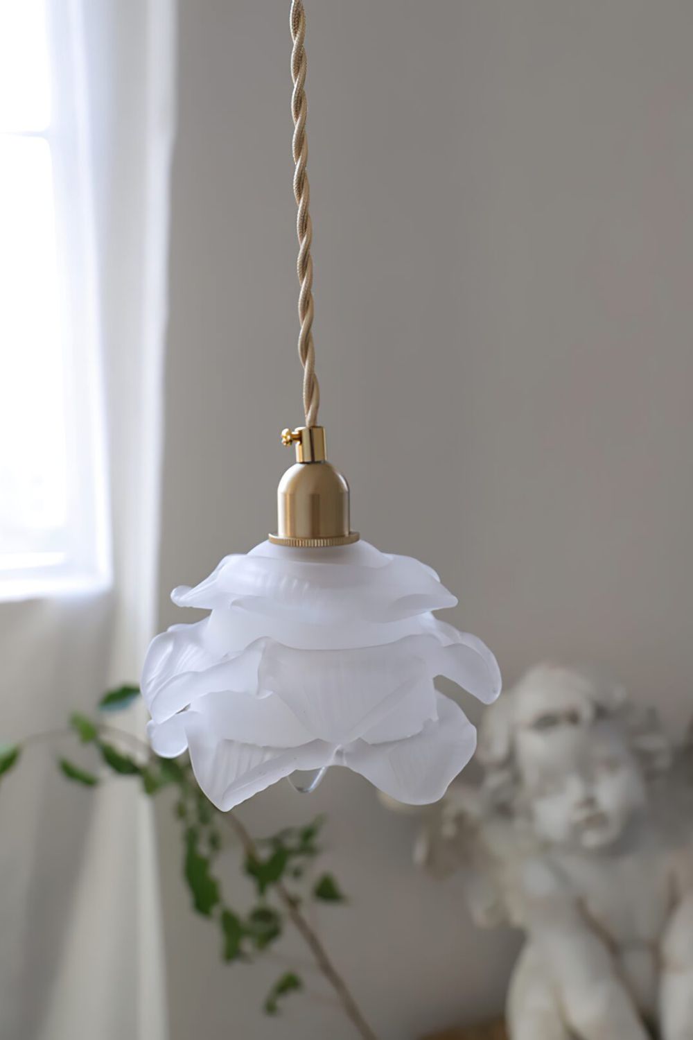 Lampa Wisząca Retro z Kwiatowym Kloszem Szklanym - 21