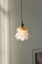 Lampa Wisząca Retro z Kwiatowym Kloszem Szklanym - 3