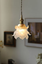 Lampa Wisząca Retro z Kwiatowym Kloszem Szklanym - 4