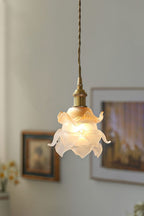 Lampa Wisząca Retro z Kwiatowym Kloszem Szklanym - 9