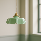 Lampa Wisząca Retro z Kwiatowym Kloszem ze Szkła - 3