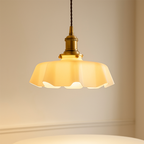 Lampa Wisząca Retro z Kwiatowym Kloszem ze Szkła - 4