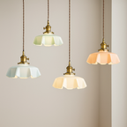Lampa Wisząca Retro z Kwiatowym Kloszem ze Szkła - 9