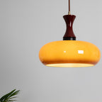 Lampa Wisząca Retro ze Szklanym Kloszem i Drewnianym Elementem - 5