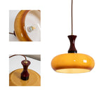 Lampa Wisząca Retro ze Szklanym Kloszem i Drewnianym Elementem - 9