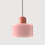 Lampa Wisząca Retro ze Szklanym Kloszem i Regulowaną Wysokością - Różowy
