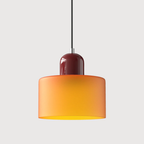 Lampa Wisząca Retro ze Szklanym Kloszem i Regulowaną Wysokością - Czerwony