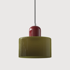 Lampa Wisząca Retro ze Szklanym Kloszem i Regulowaną Wysokością - Czerwony