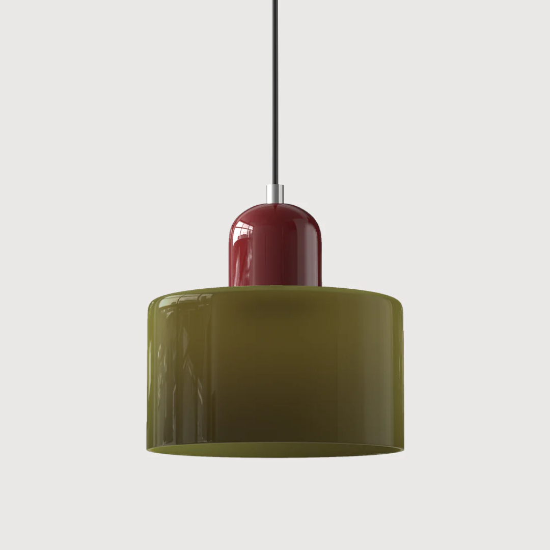 Lampa Wisząca Retro ze Szklanym Kloszem i Regulowaną Wysokością - Czerwony