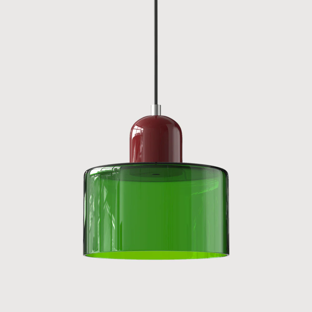 Lampa Wisząca Retro ze Szklanym Kloszem i Regulowaną Wysokością - Czerwony