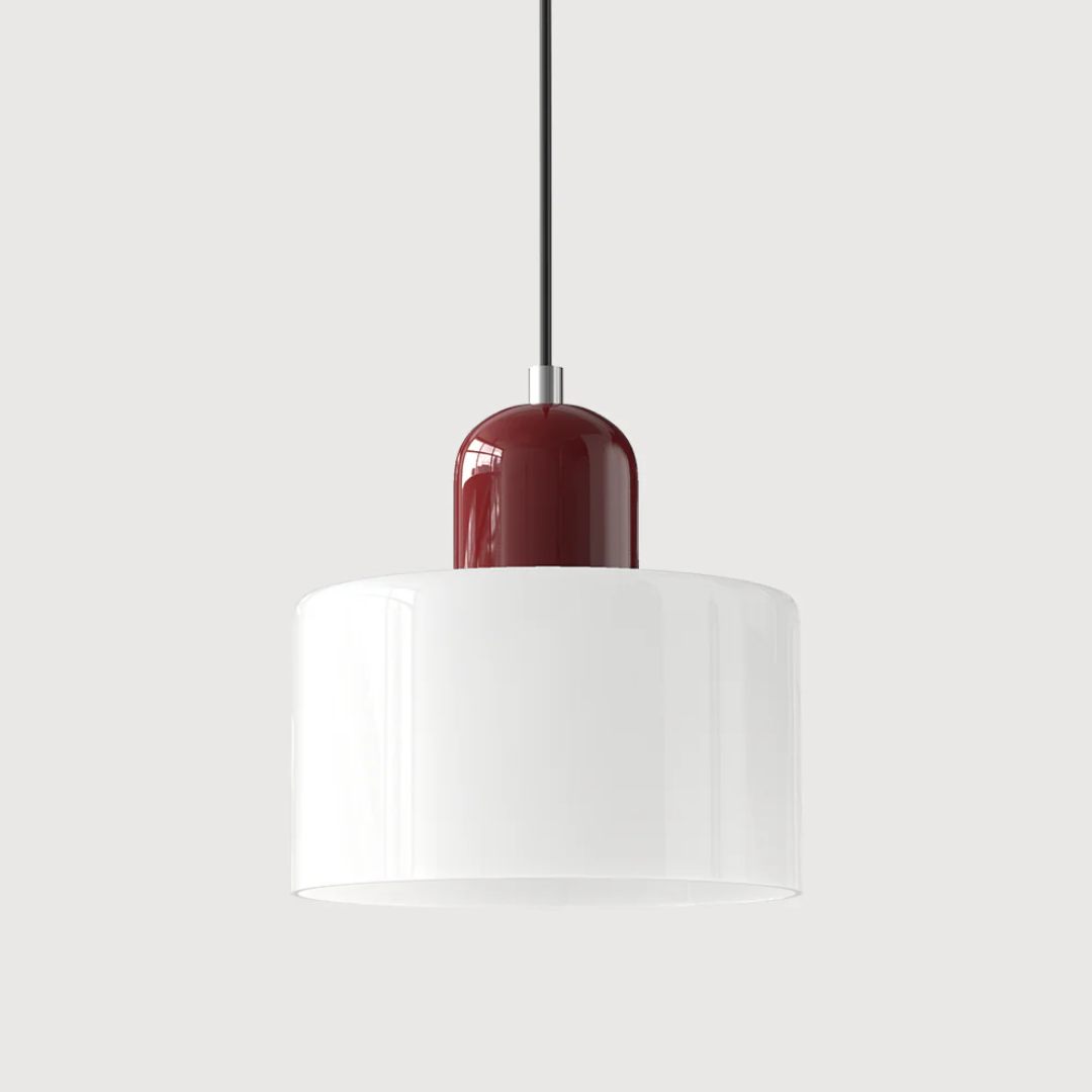 Lampa Wisząca Retro ze Szklanym Kloszem i Regulowaną Wysokością - Czerwony