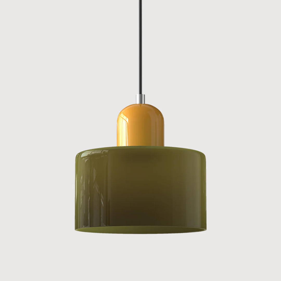 Lampa Wisząca Retro ze Szklanym Kloszem i Regulowaną Wysokością - Żółty