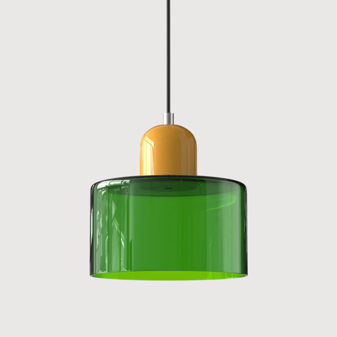 Lampa Wisząca Retro ze Szklanym Kloszem i Regulowaną Wysokością - Żółty