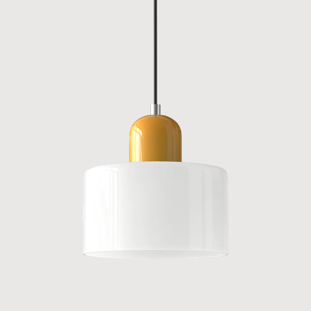 Lampa Wisząca Retro ze Szklanym Kloszem i Regulowaną Wysokością - Żółty