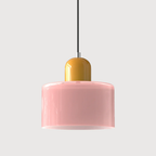 Lampa Wisząca Retro ze Szklanym Kloszem i Regulowaną Wysokością - Żółty