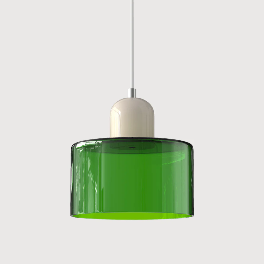 Lampa Wisząca Retro ze Szklanym Kloszem i Regulowaną Wysokością - Beżowy