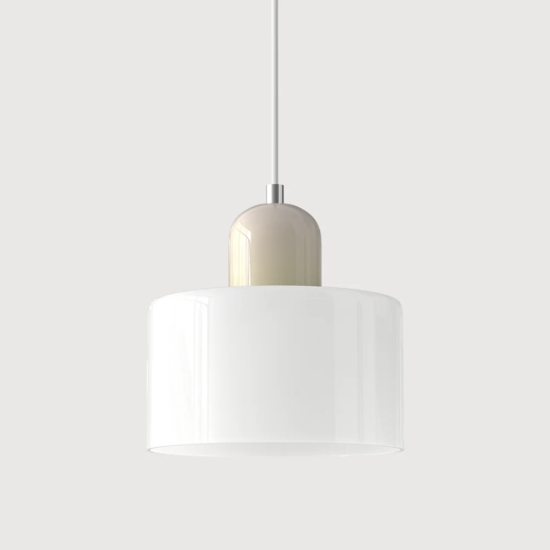 Lampa Wisząca Retro ze Szklanym Kloszem i Regulowaną Wysokością - Beżowy
