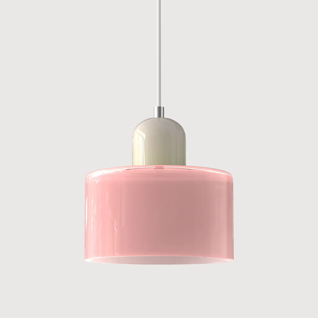 Lampa Wisząca Retro ze Szklanym Kloszem i Regulowaną Wysokością - Beżowy