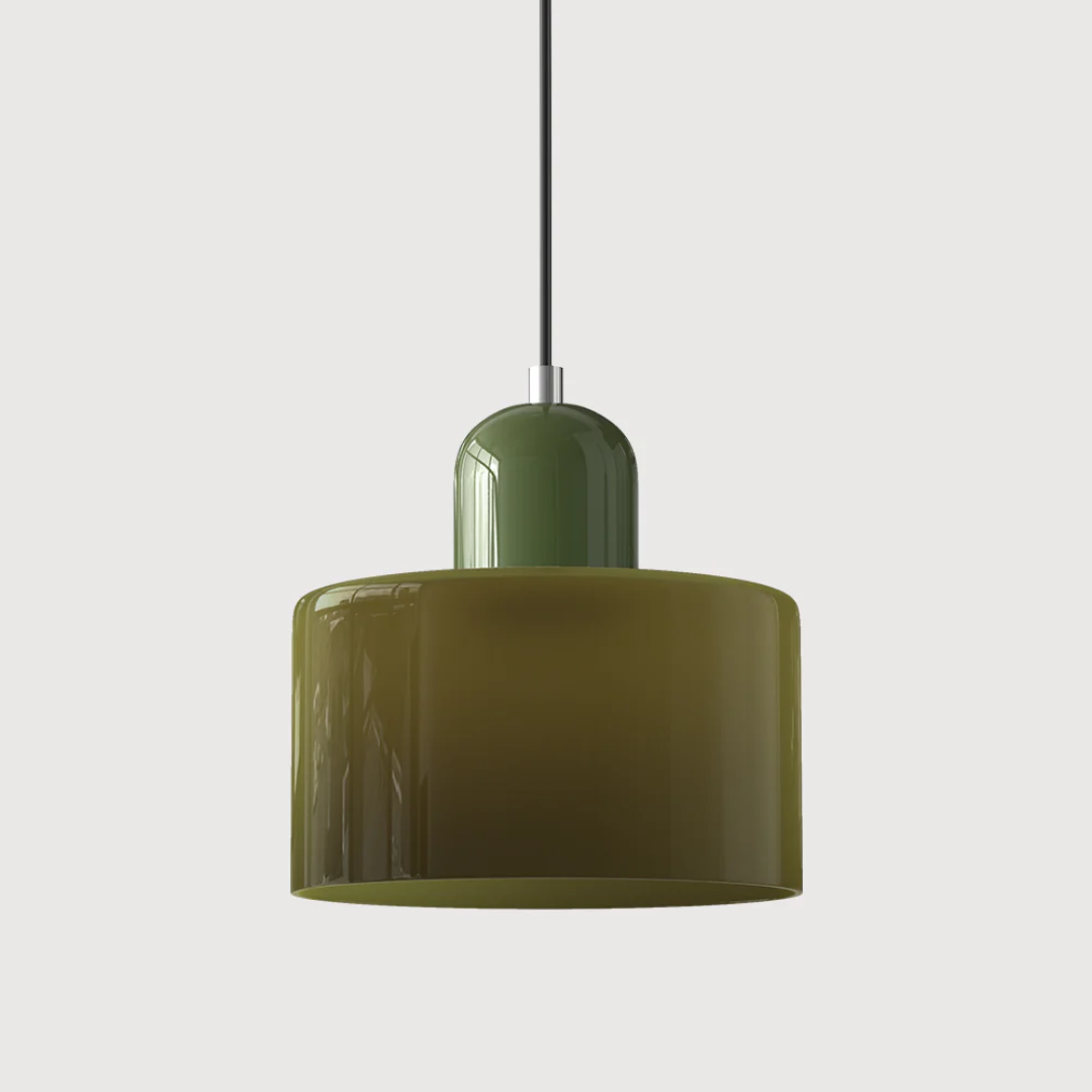 Lampa Wisząca Retro ze Szklanym Kloszem i Regulowaną Wysokością - Zielony