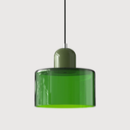 Lampa Wisząca Retro ze Szklanym Kloszem i Regulowaną Wysokością - Zielony