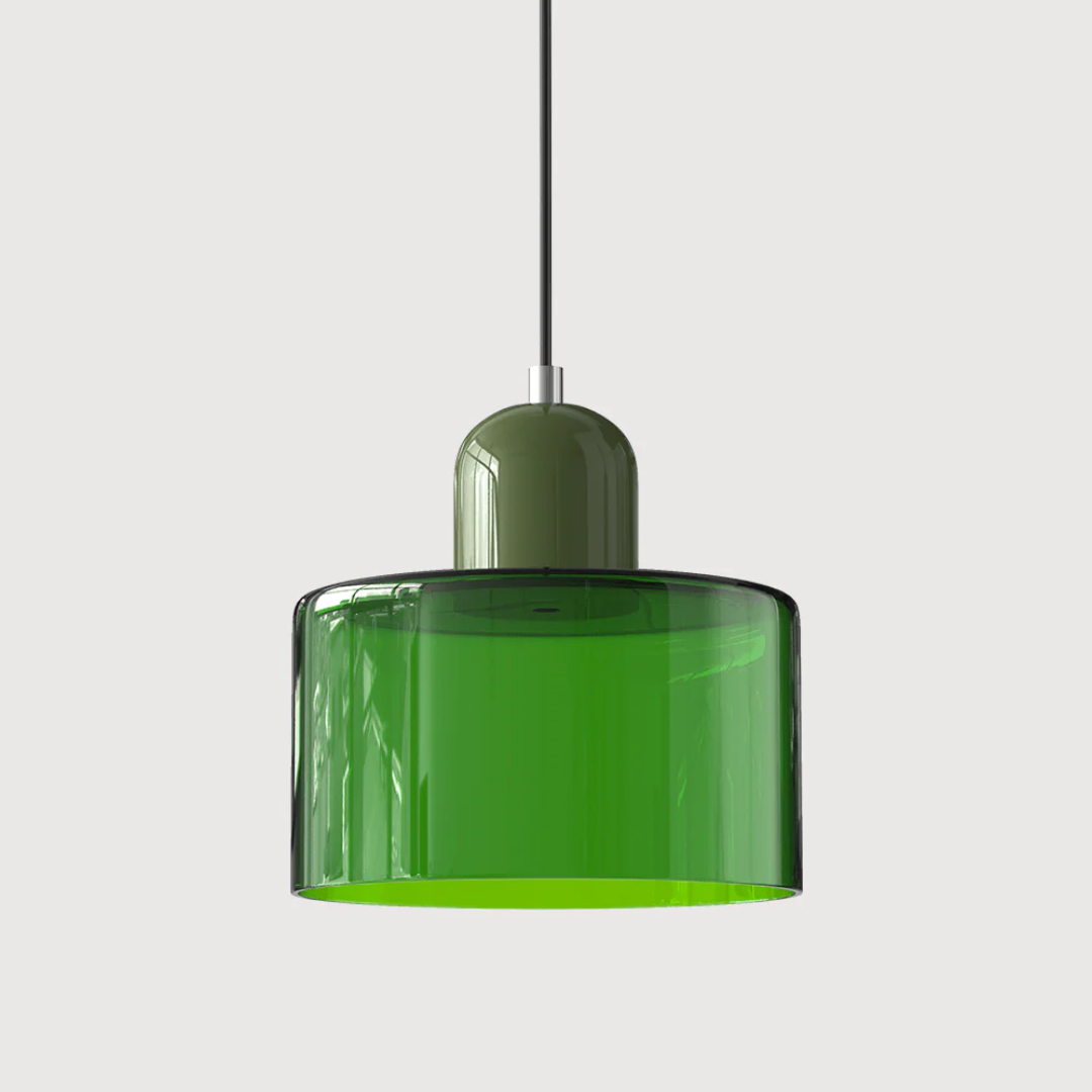 Lampa Wisząca Retro ze Szklanym Kloszem i Regulowaną Wysokością - Zielony