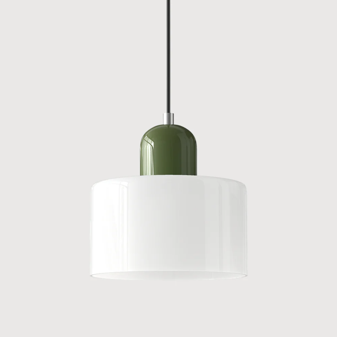 Lampa Wisząca Retro ze Szklanym Kloszem i Regulowaną Wysokością - Zielony