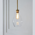 Lampa Wisząca Retro ze Szklanym Kloszem w Kształcie Diamentu - Przezroczysty