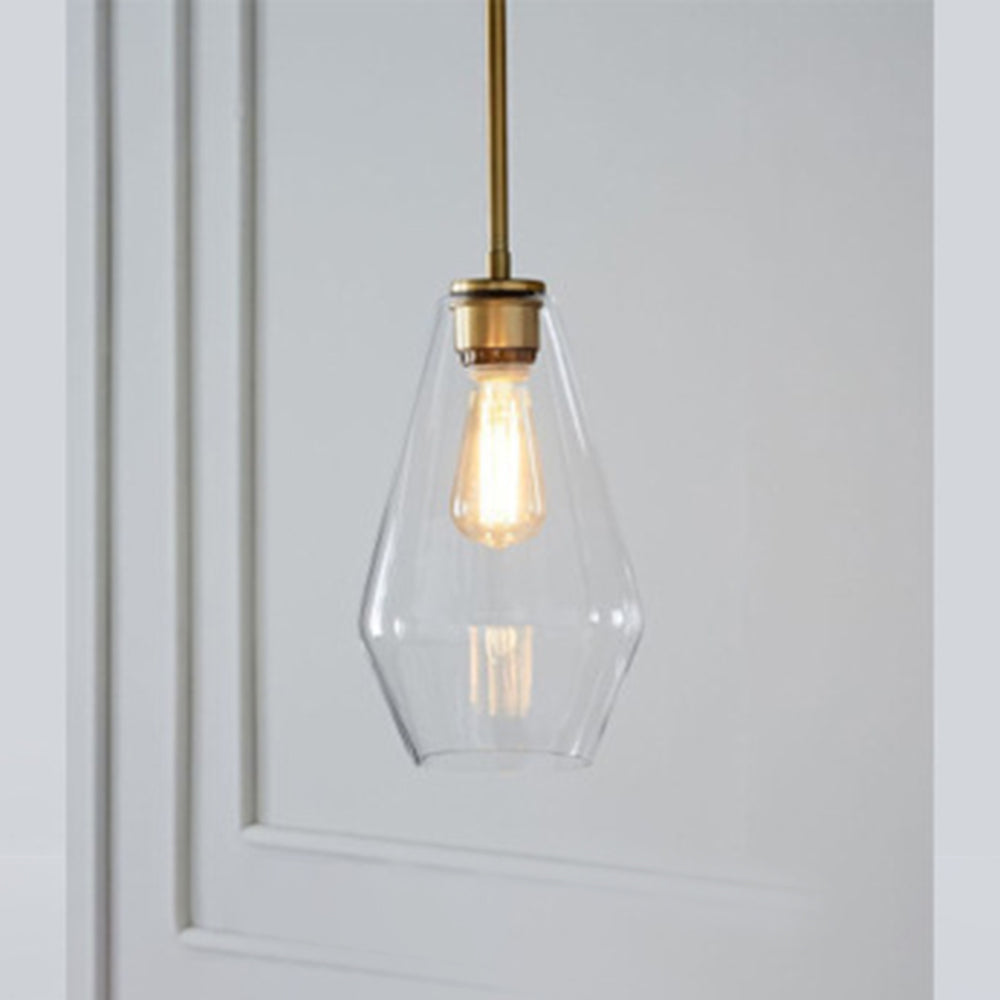 Lampa Wisząca Retro ze Szklanym Kloszem w Kształcie Diamentu - Przezroczysty