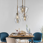 Lampa Wisząca Retro ze Szklanym Kloszem w Kształcie Diamentu - Przezroczysty
