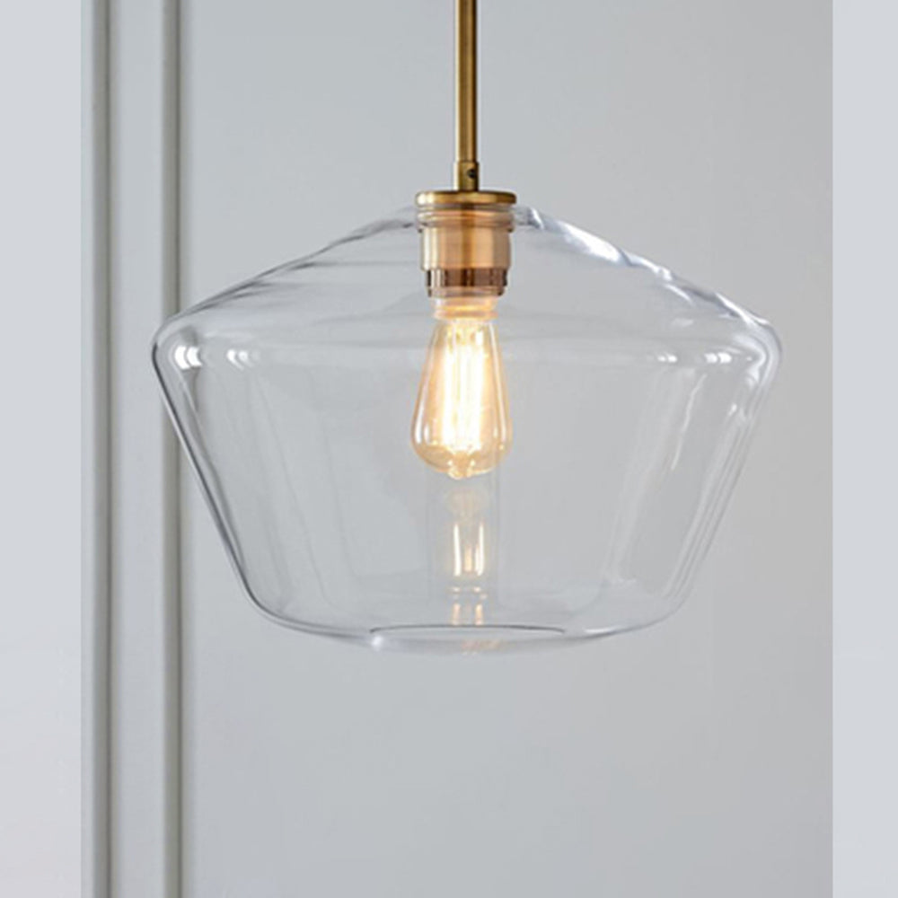Lampa Wisząca Retro ze Szklanym Kloszem w Kształcie Diamentu - Przezroczysty
