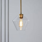 Lampa Wisząca Retro ze Szklanym Kloszem w Kształcie Diamentu - Przezroczysty