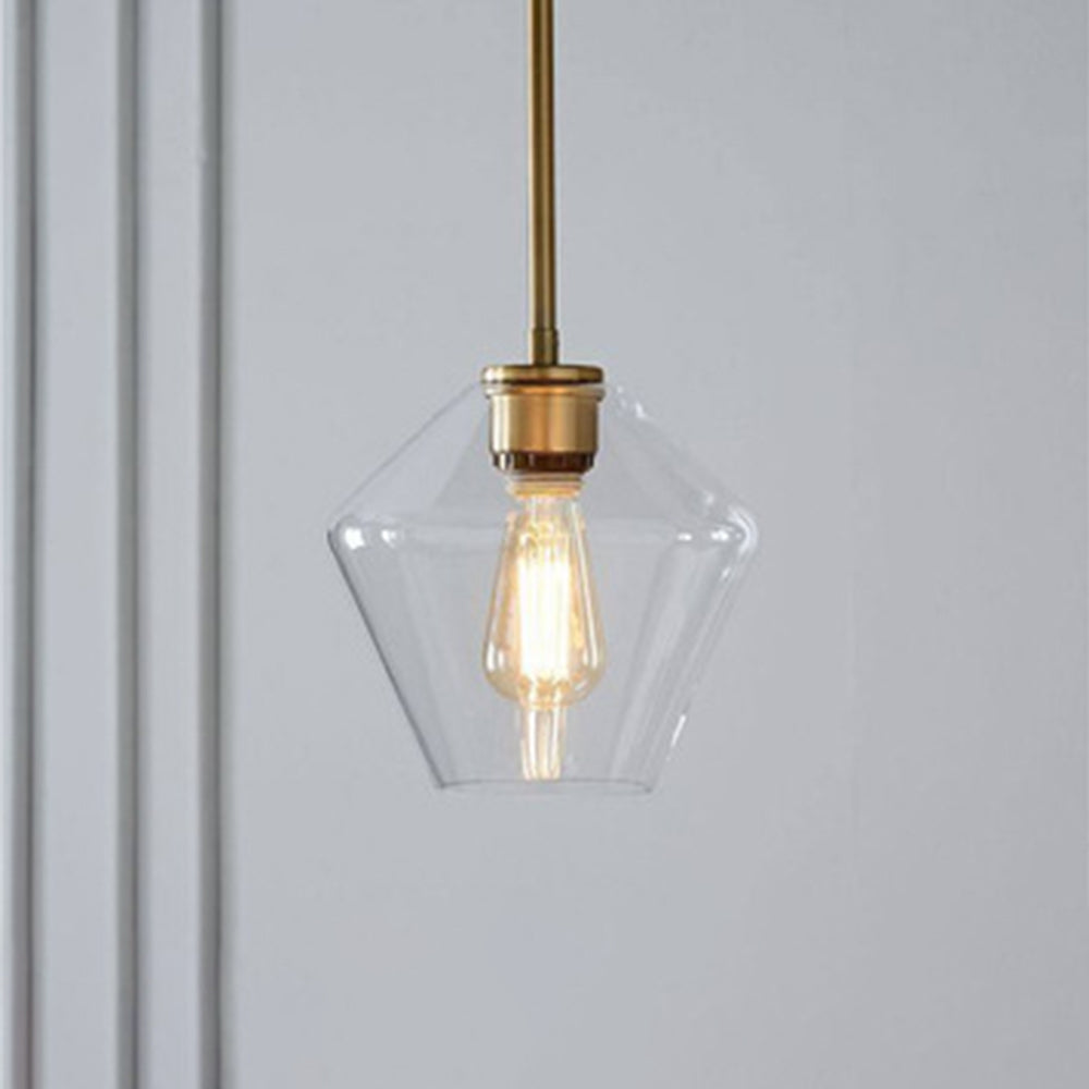 Lampa Wisząca Retro ze Szklanym Kloszem w Kształcie Diamentu - Przezroczysty