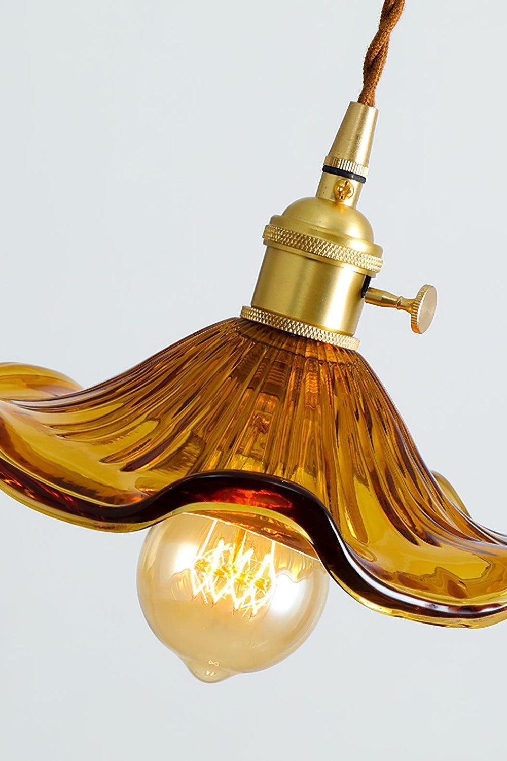 Lampa Wisząca Retro ze Szklanym Kloszem w Kształcie Kwiatu - 10