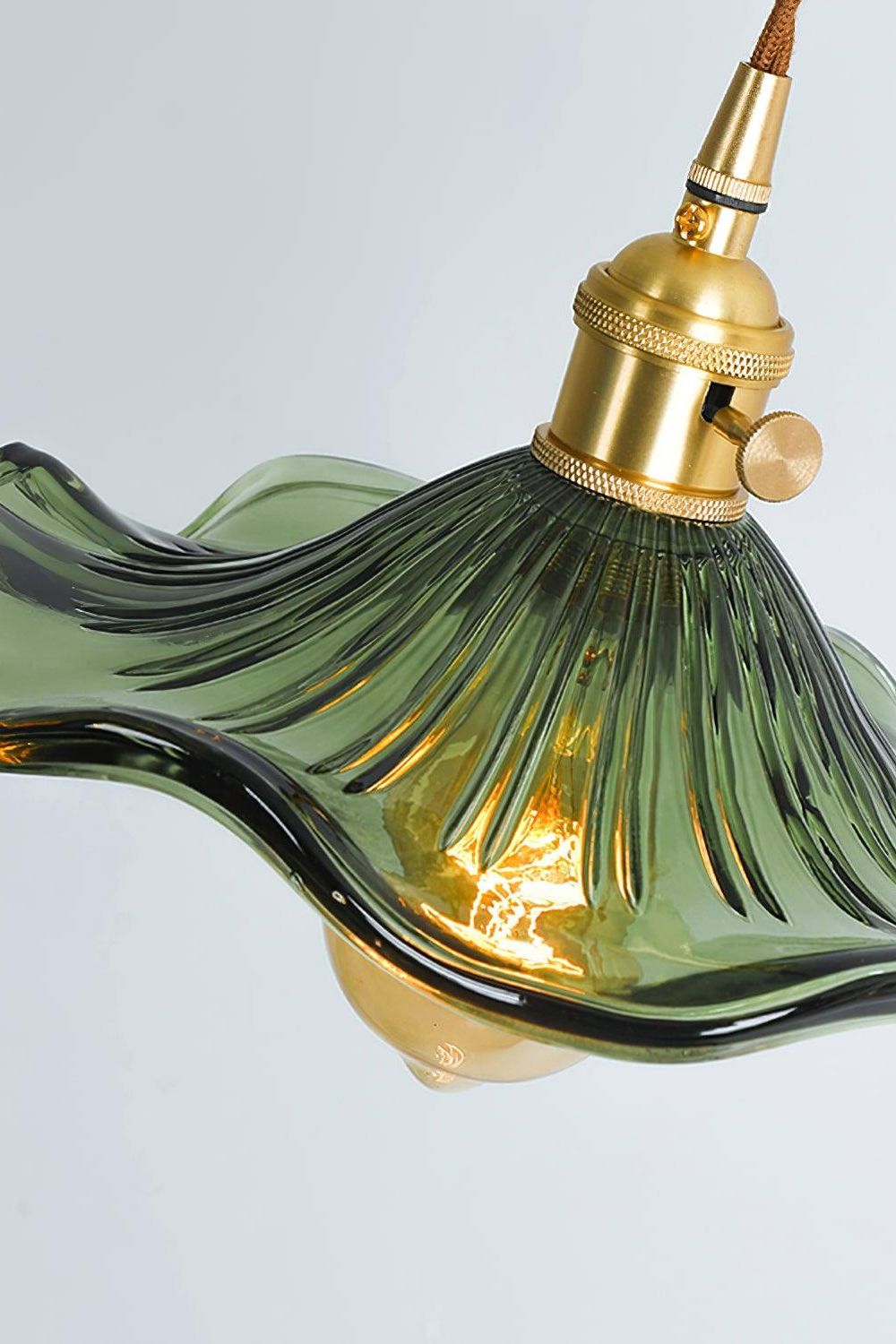Lampa Wisząca Retro ze Szklanym Kloszem w Kształcie Kwiatu - 13
