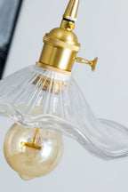 Lampa Wisząca Retro ze Szklanym Kloszem w Kształcie Kwiatu - 15