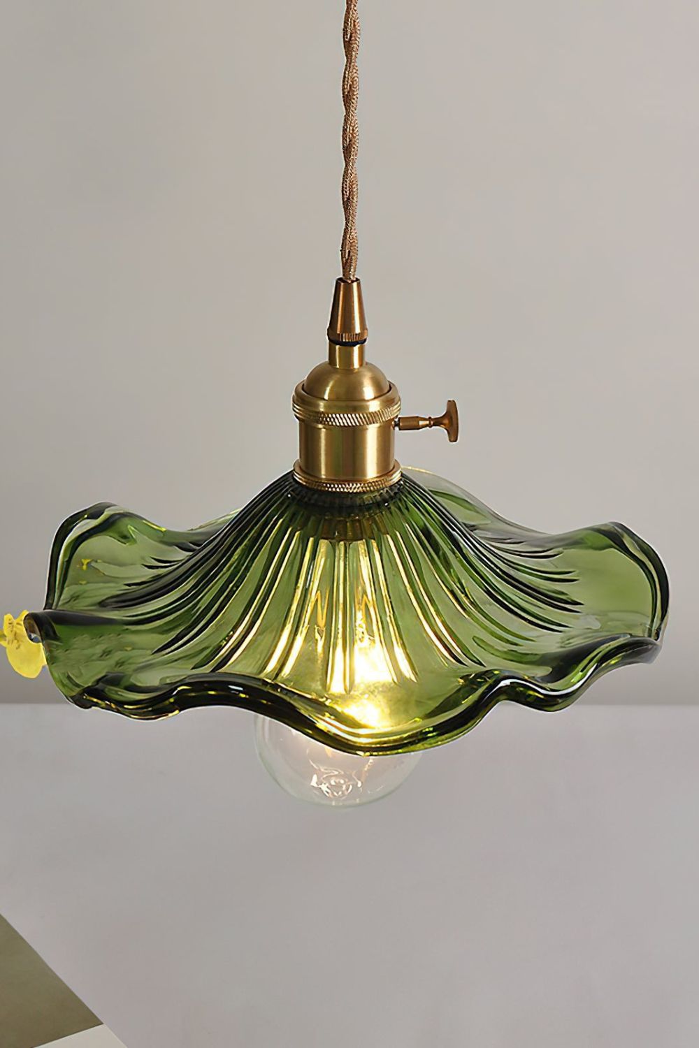 Lampa Wisząca Retro ze Szklanym Kloszem w Kształcie Kwiatu - 7