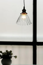 Lampa Wisząca Retro ze Szklanym Kloszem z Prążkowanego Szkła - 14
