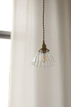 Lampa Wisząca Retro ze Szklanym Kloszem z Prążkowanego Szkła - 16