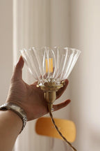 Lampa Wisząca Retro ze Szklanym Kloszem z Prążkowanego Szkła - 18