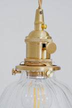 Lampa Wisząca Retro ze Szklanym Kloszem z Prążkowanego Szkła - 19