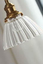 Lampa Wisząca Retro ze Szklanym Kloszem z Prążkowanego Szkła - 22