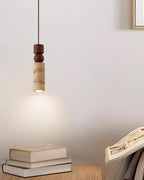 Lampa Wisząca Skandynawska z Drewnem i Trawertynem - 4