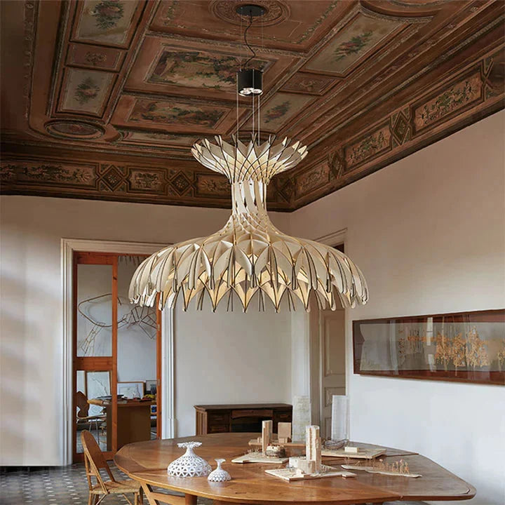 Lampa Wisząca Skandynawska z Drewnianą Kopułą i Regulowaną Wysokością - 4